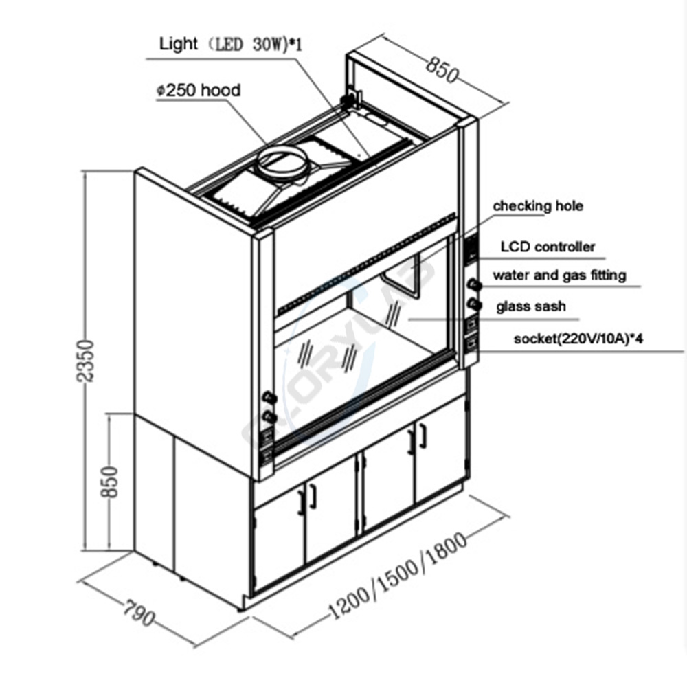 drawing of fume hood
